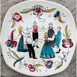 Inger Waage Folkvisan Stavangerflint Norway Folk Dance Plate Scandinavian 8 Inch